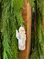 White wash natural Santa ornament