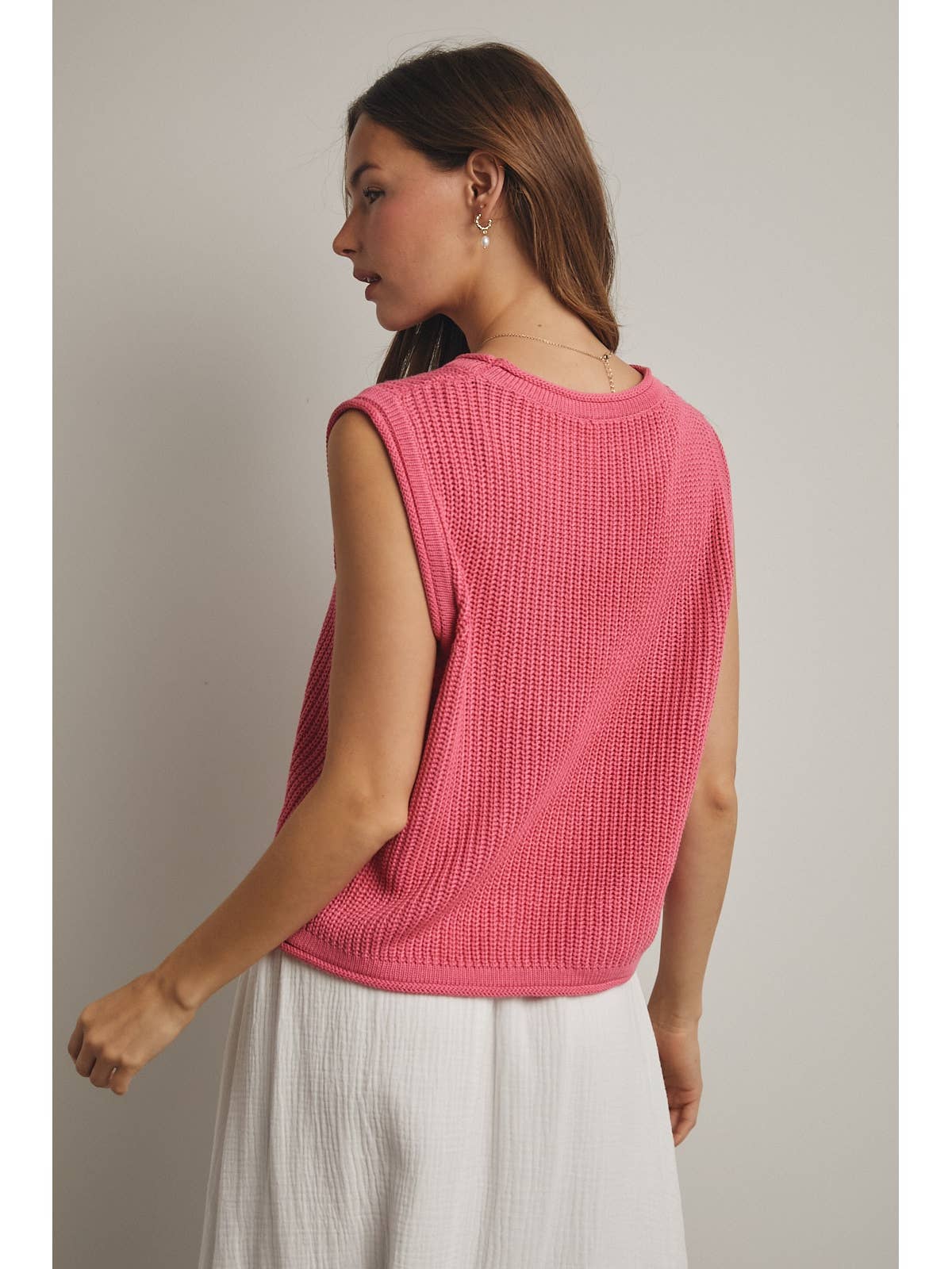 Punch Sleeveless Knit Sweater Top