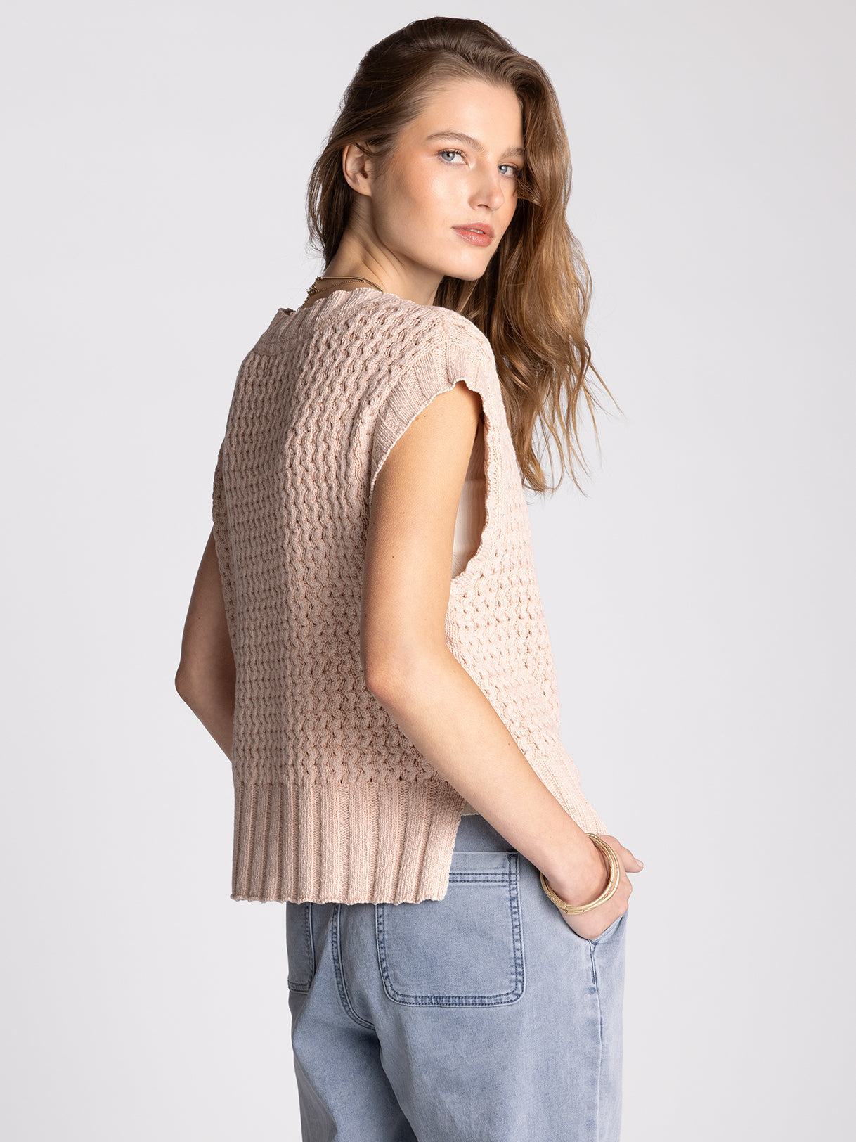 WASHED SAND CORAL SHERWOOD SWEATER TANK