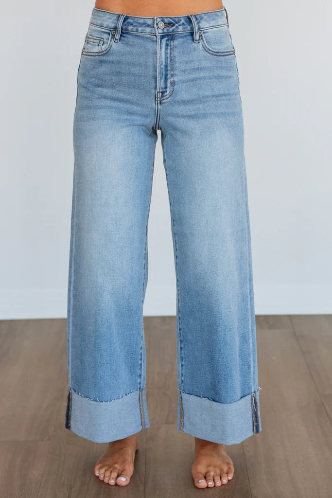 HIDDEN CUFFED HIGH RISE WIDE LEG CUFFED MED