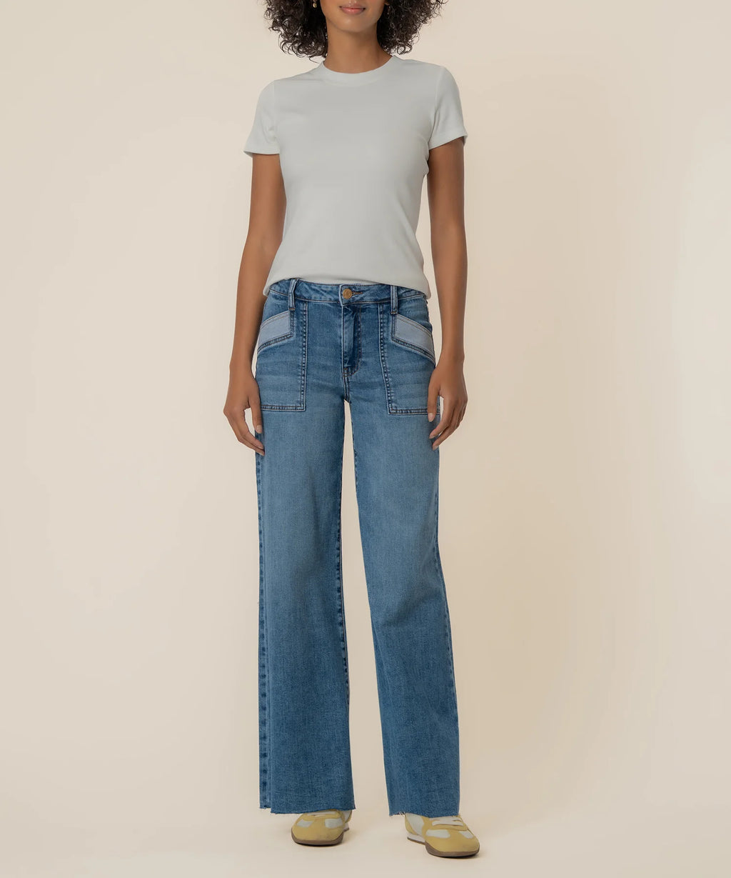 MAYA HIGH RISE PORKSHOP FRT PKTS WIDE LEG RAW HEM