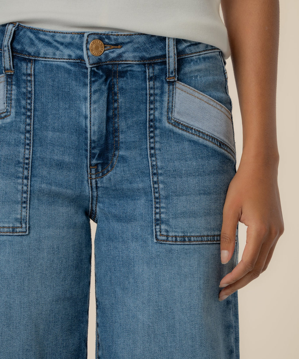 MAYA HIGH RISE PORKSHOP FRT PKTS WIDE LEG RAW HEM