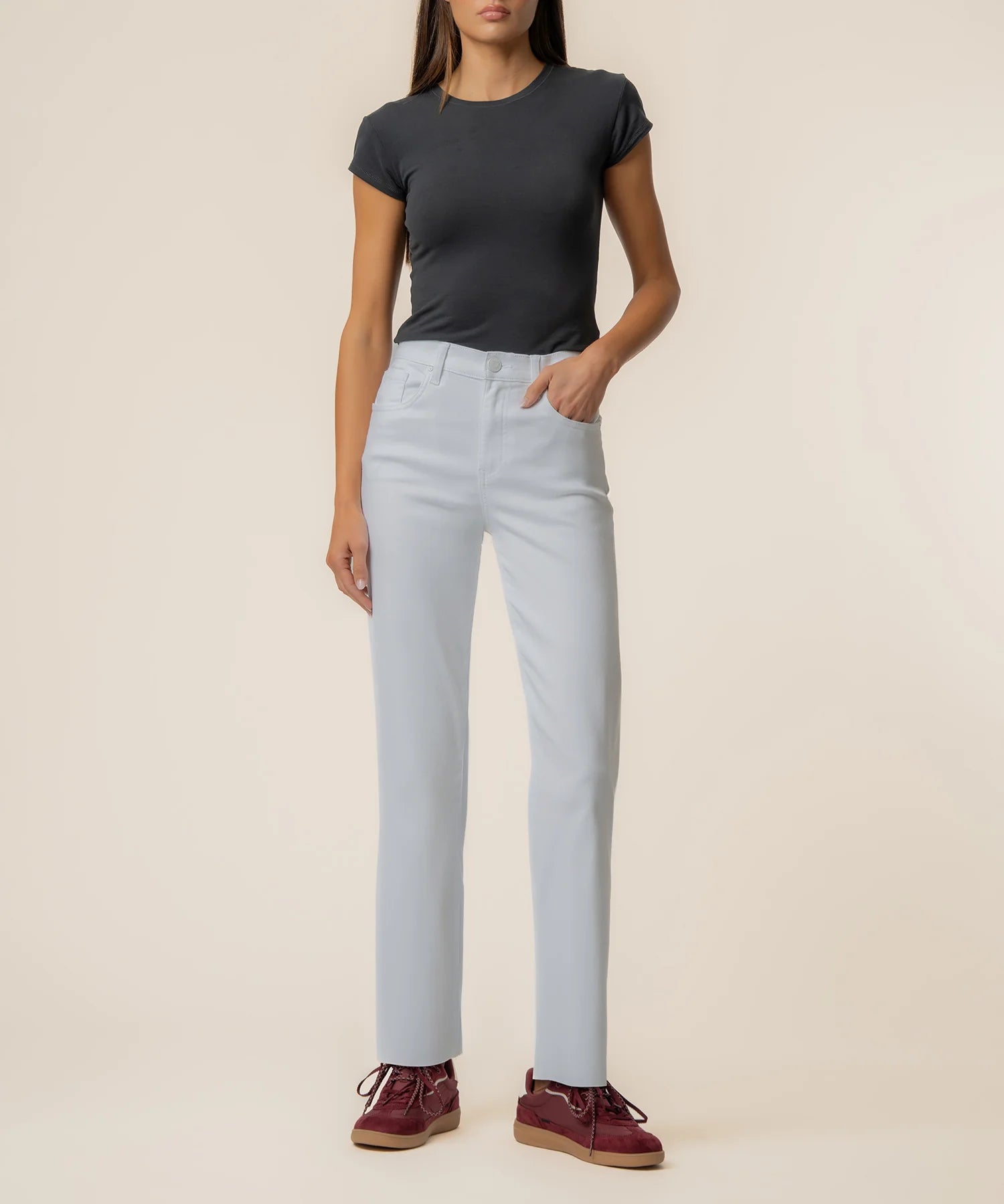Optic White Avery Easy Straight Leg Jean