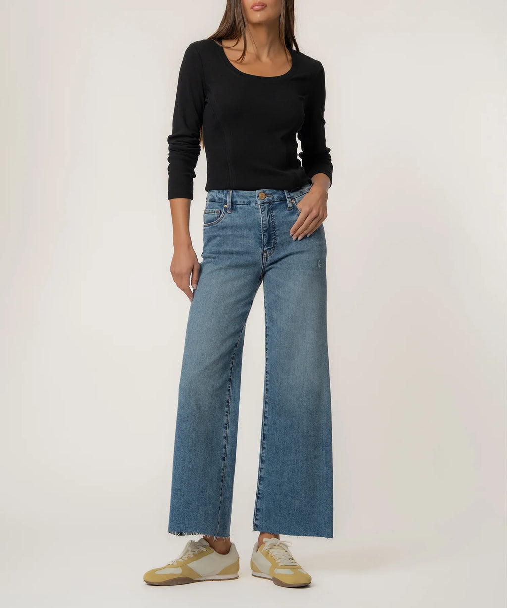 MEG HIGH RISE FAB AB WIDE LEG RAW HEM