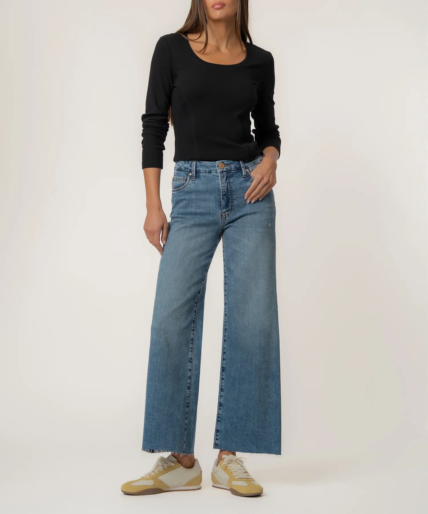 MEG HIGH RISE FAB AB WIDE LEG RAW HEM