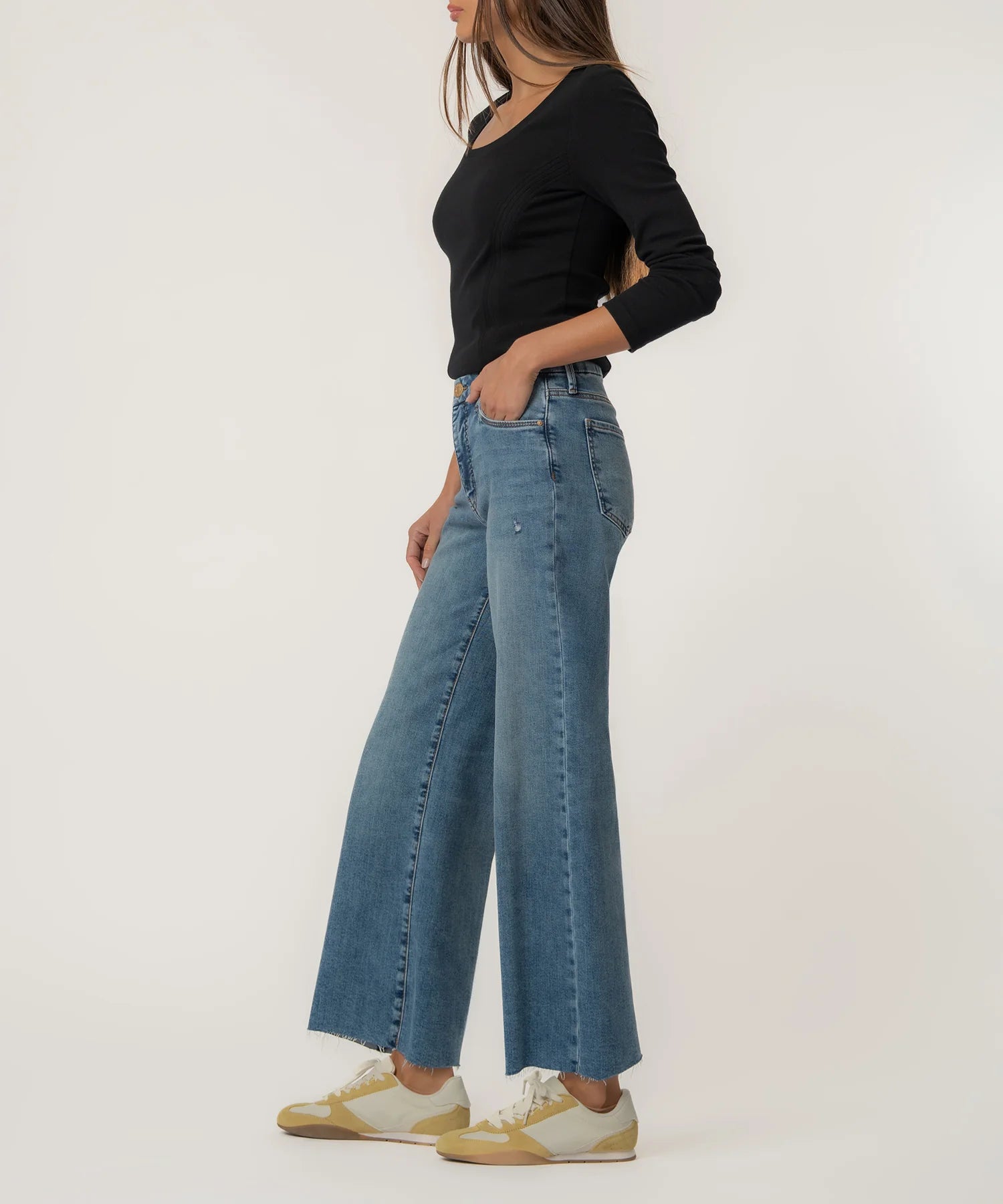 MEG HIGH RISE FAB AB WIDE LEG RAW HEM