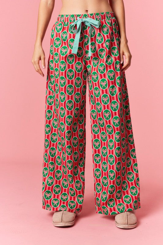 Christmas Candy Cane Pajama Pants: Green, Pink, Red