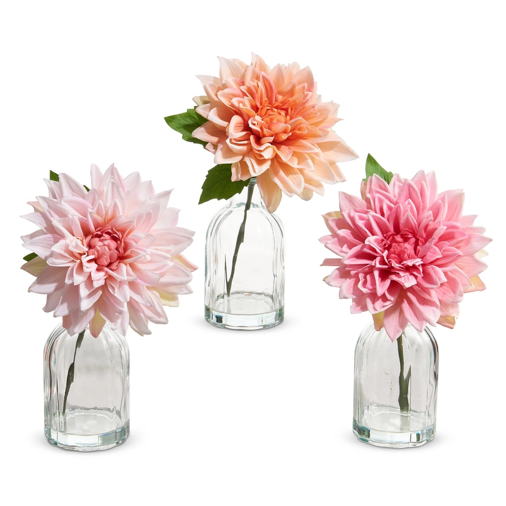 REAL TOUCH DAHLIA STEM IN GLASS VASE