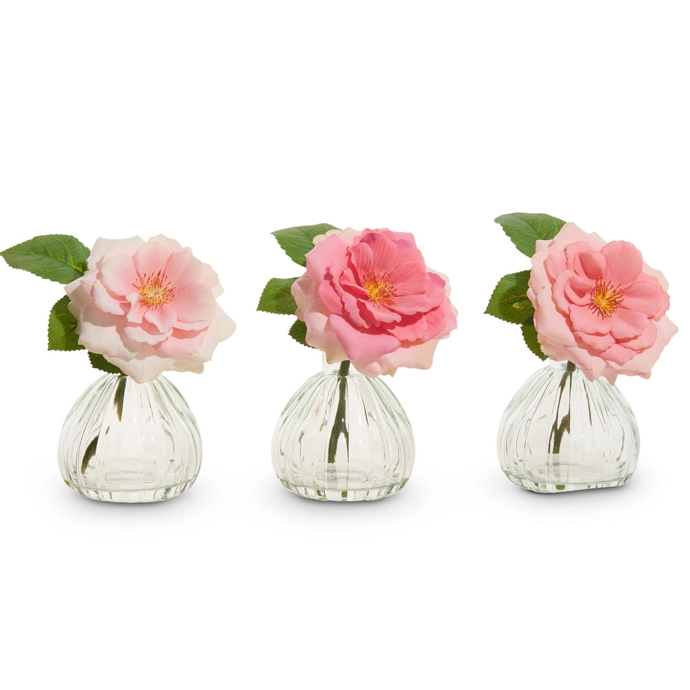 6.5” PINK ROSE STEM in glass