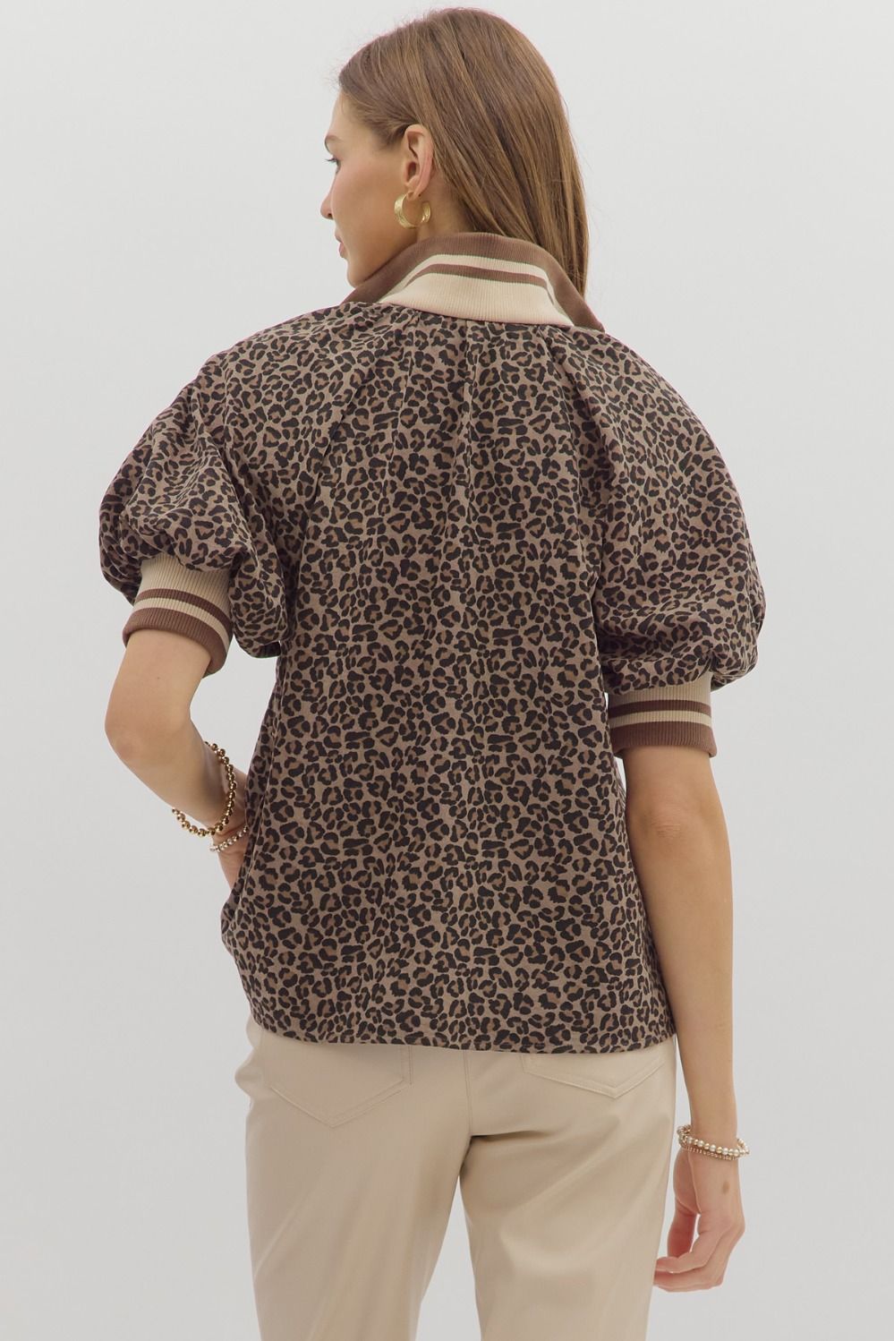 MOCHA LEOPARD 1/4 ZIP TOP
