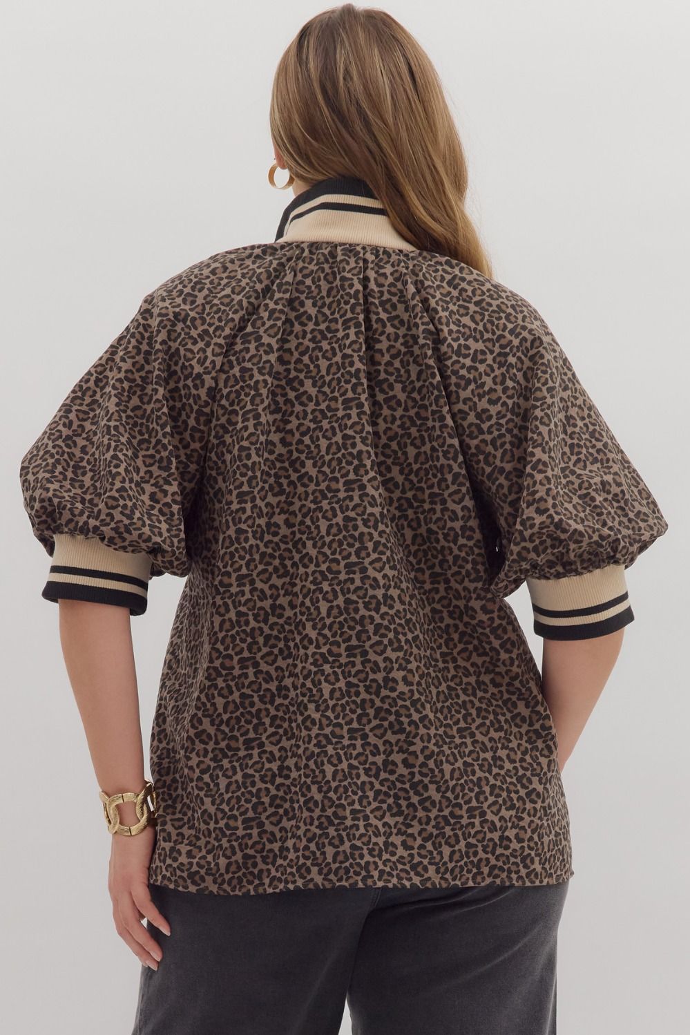 MOCHA LEOPARD 1/4 ZIP TOP