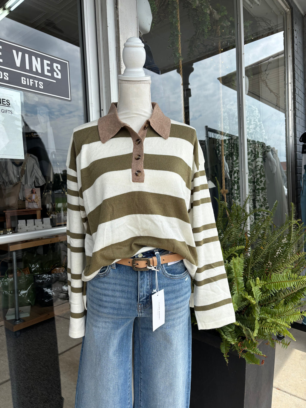 Olive/ White Knitted Classic Polo Shirts