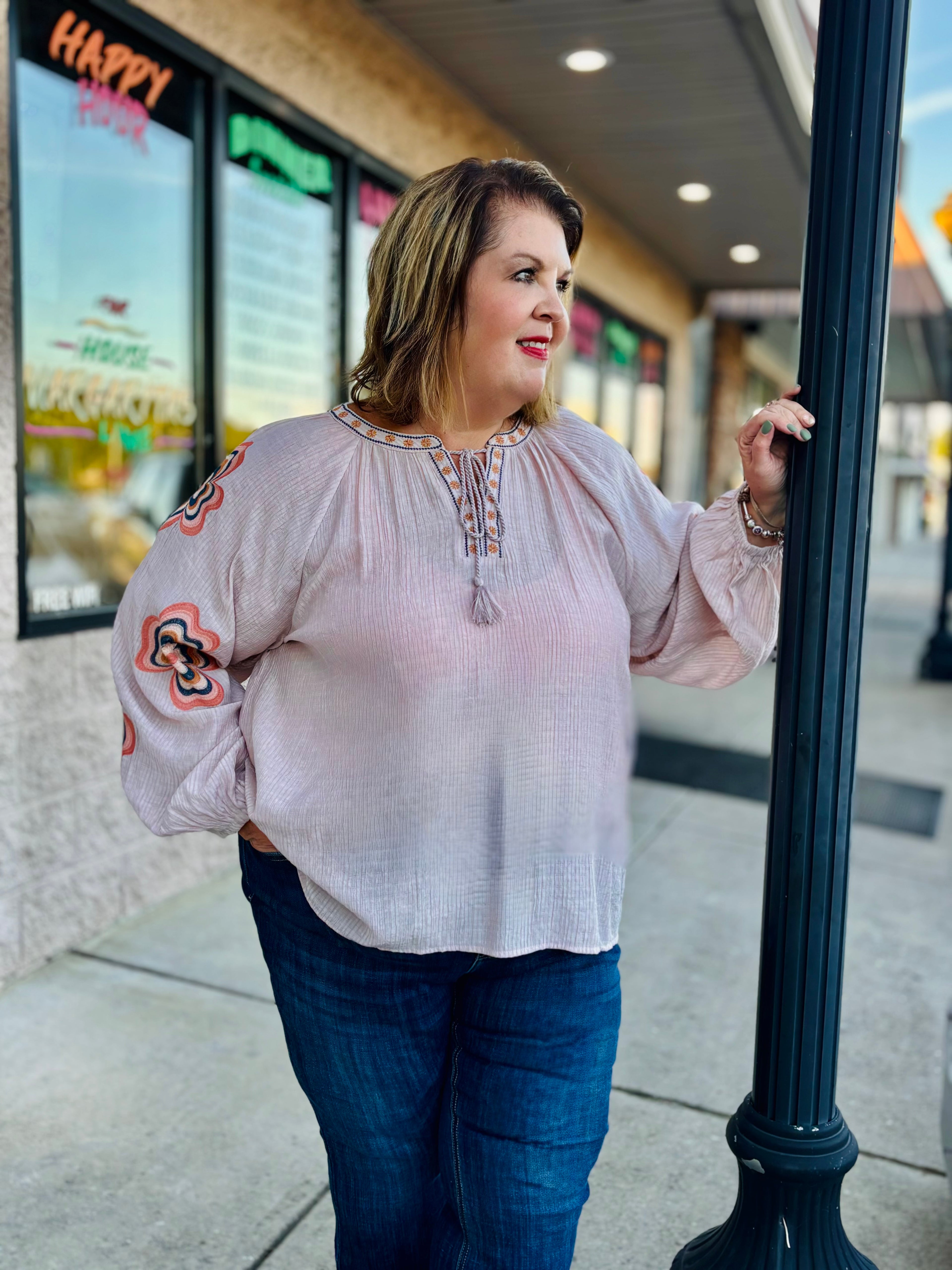 Plus Loose-fit Blouse: Mauve