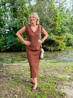 MISTY TOP & SKIRT SET BROWN