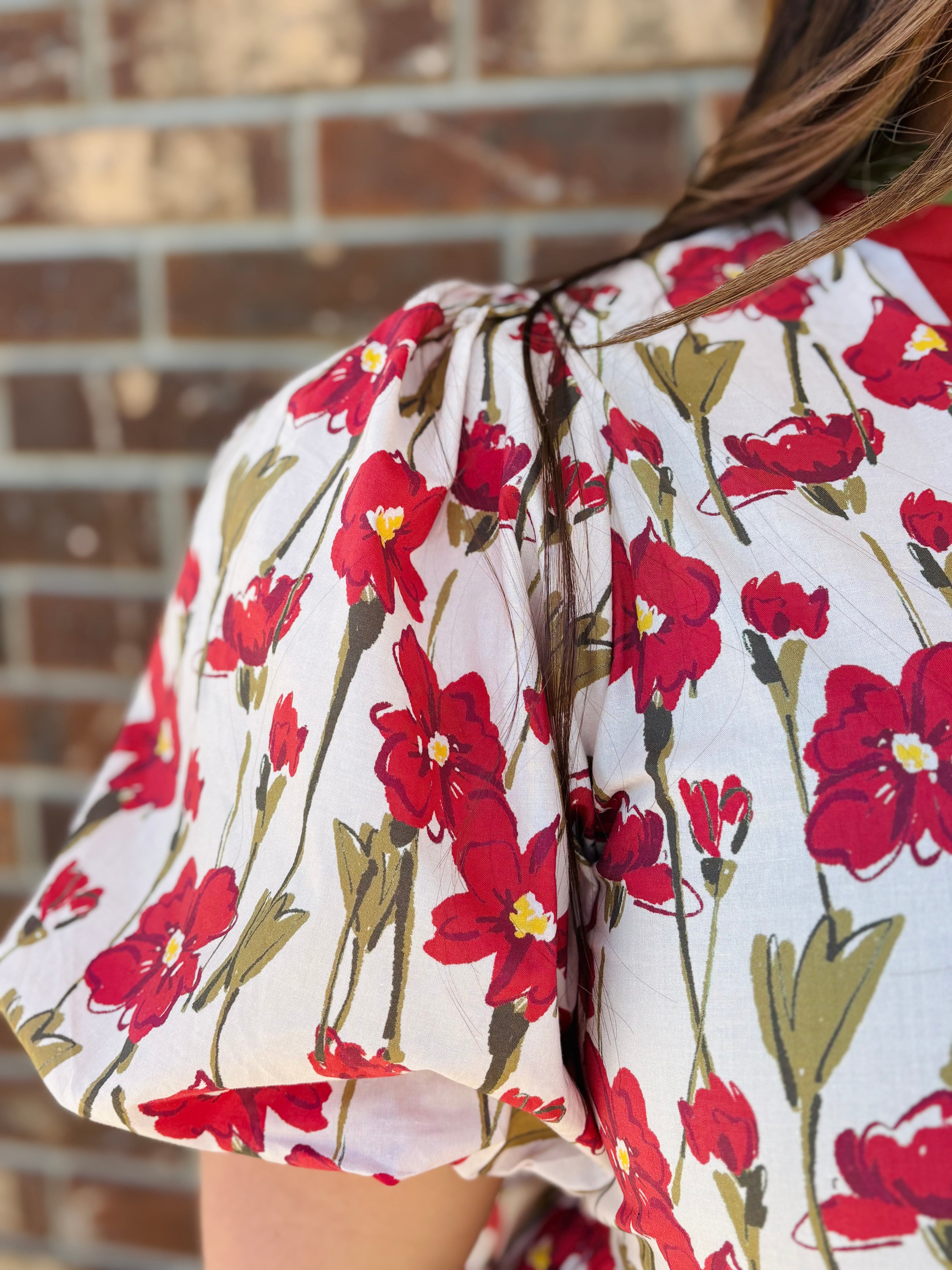 RUST MINI FLORAL DRESS