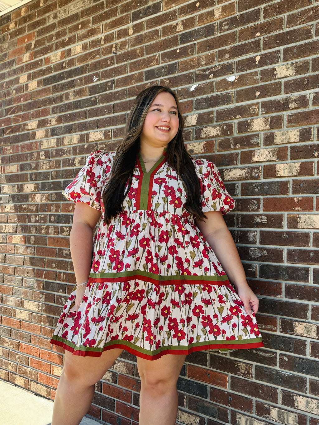 RUST MINI FLORAL DRESS