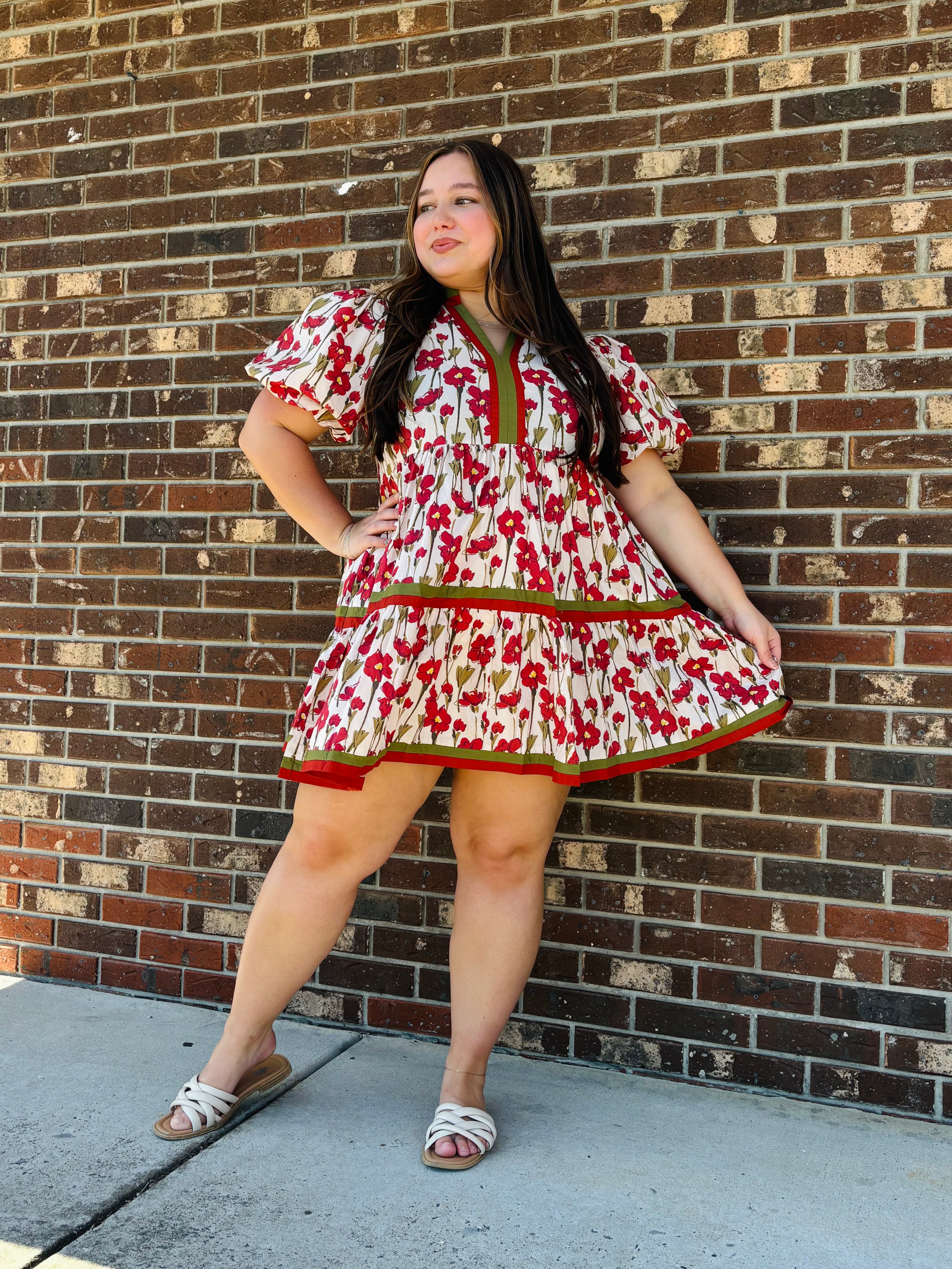 RUST MINI FLORAL DRESS