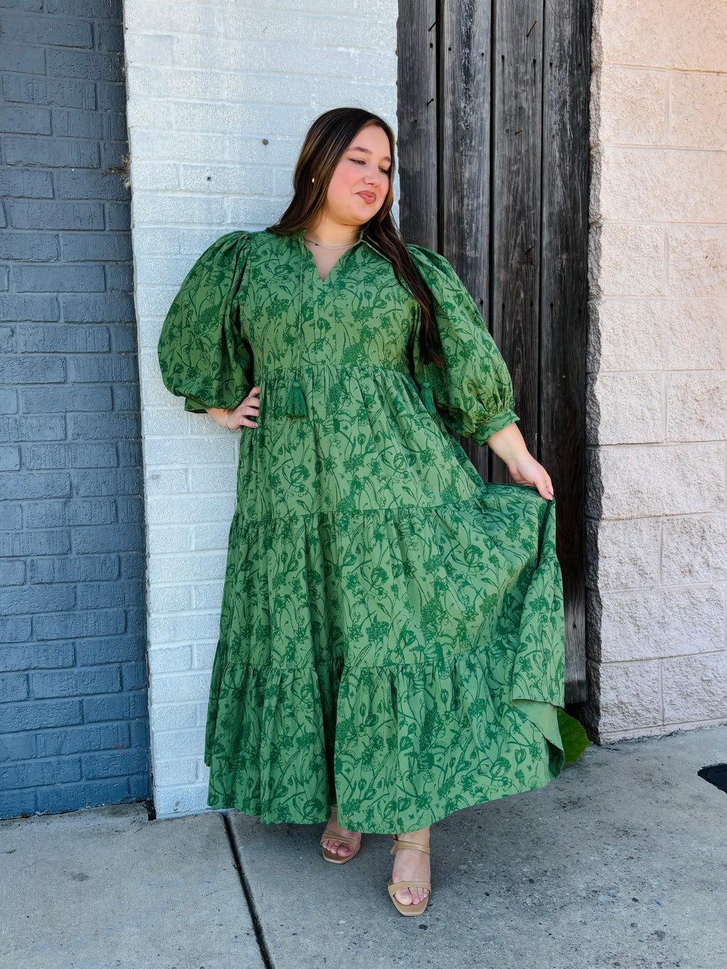 SPRUCE COTTON TIERED MAXI DRESS