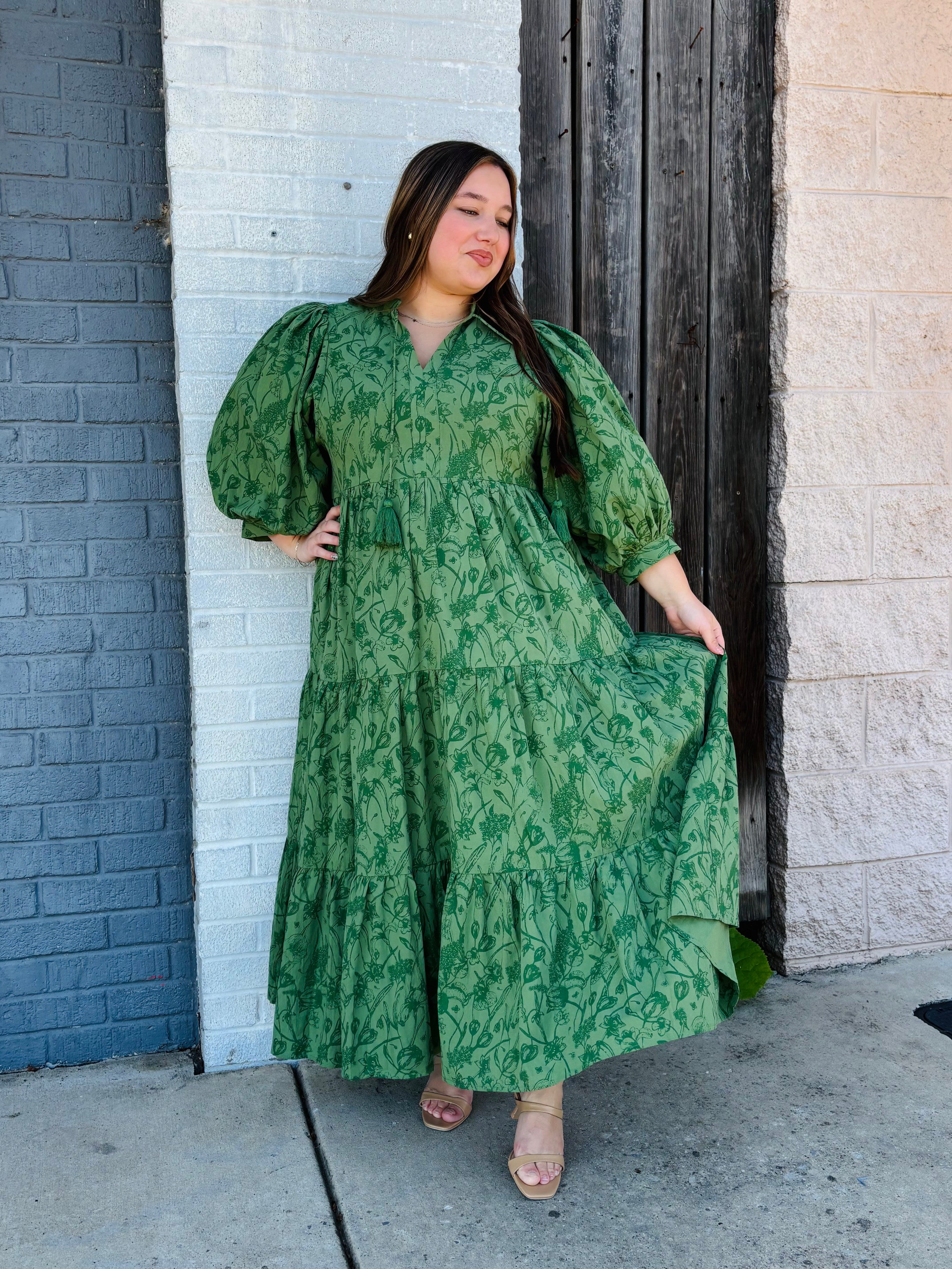 SPRUCE COTTON TIERED MAXI DRESS