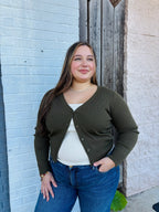 Young Ladies Knitted Cardigan OLIVE GREEN