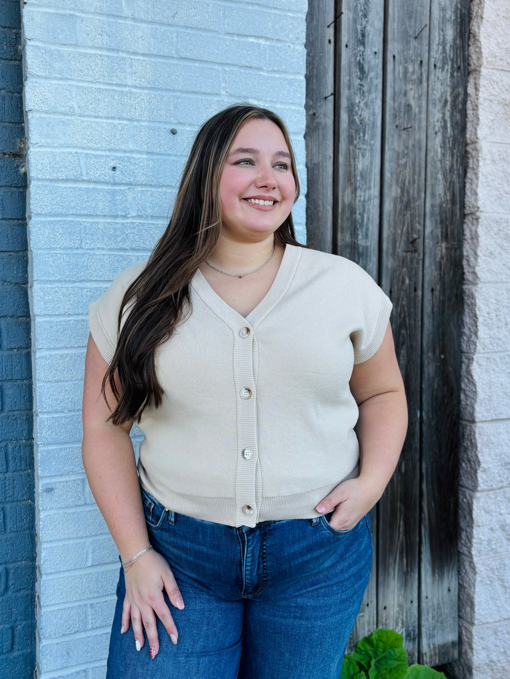 NATURAL SOFT COTTON BUTTON DOWN CARDIGAN