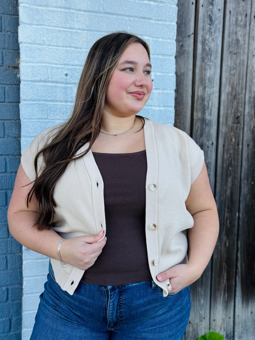 NATURAL SOFT COTTON BUTTON DOWN CARDIGAN