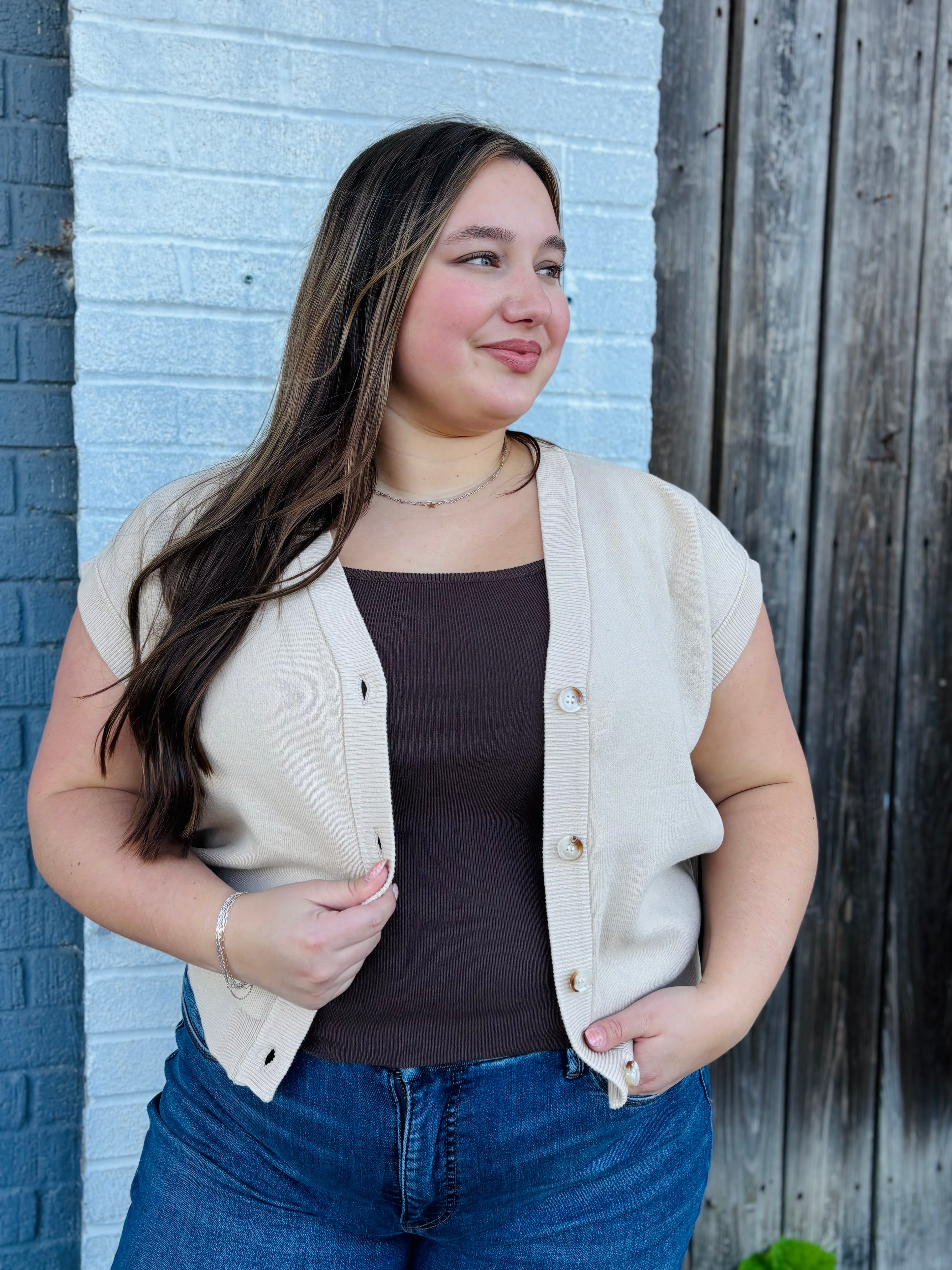 NATURAL SOFT COTTON BUTTON DOWN CARDIGAN