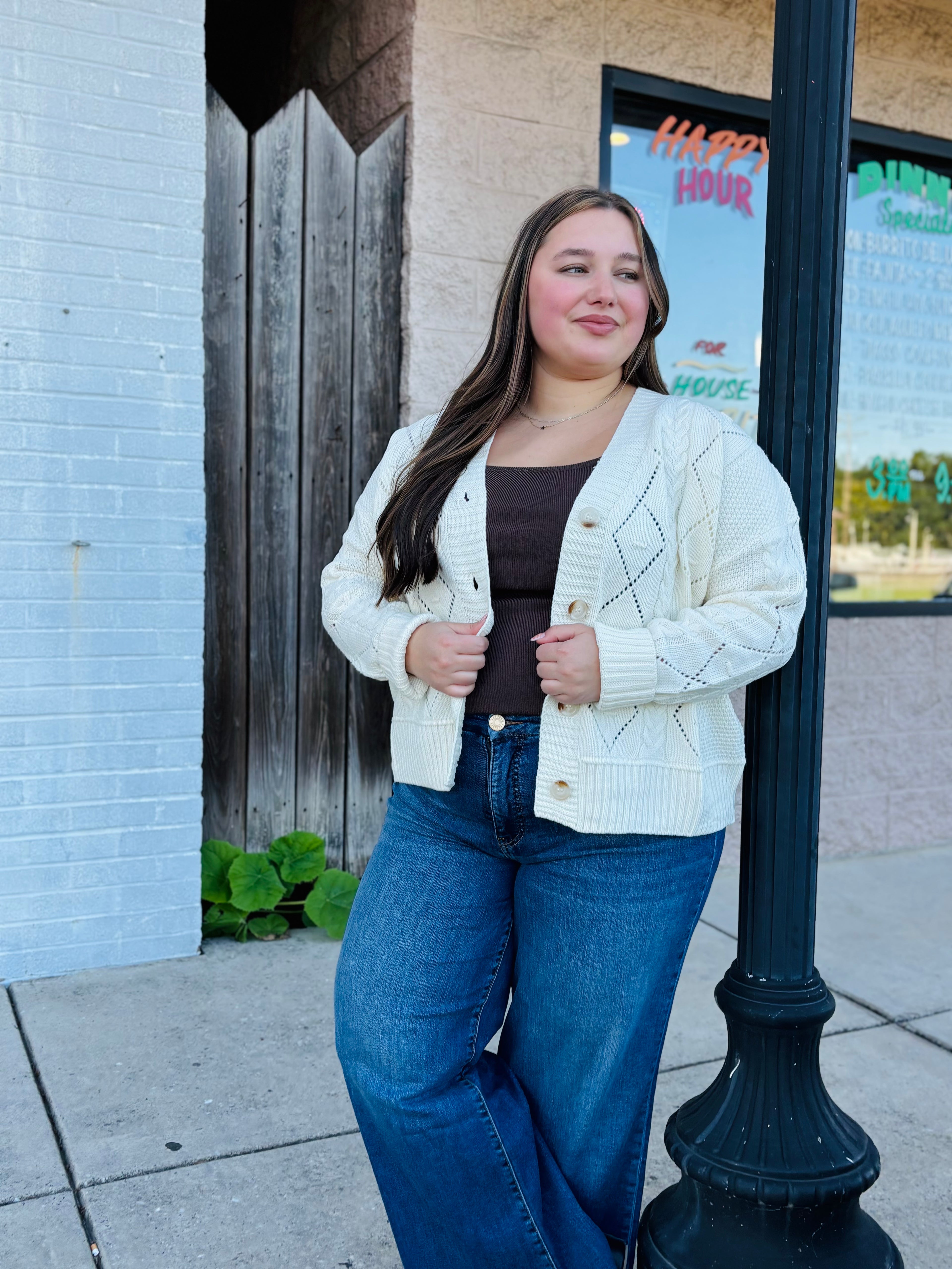 Cream Button Up Cardigan