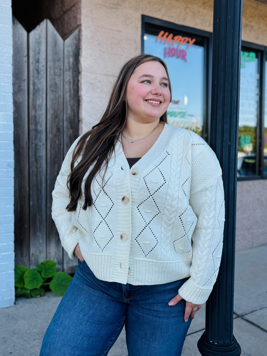 Cream Button Up Cardigan