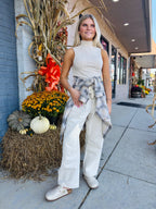 LT TAUPE RIBBED SLEEVELESS TURTLENECK