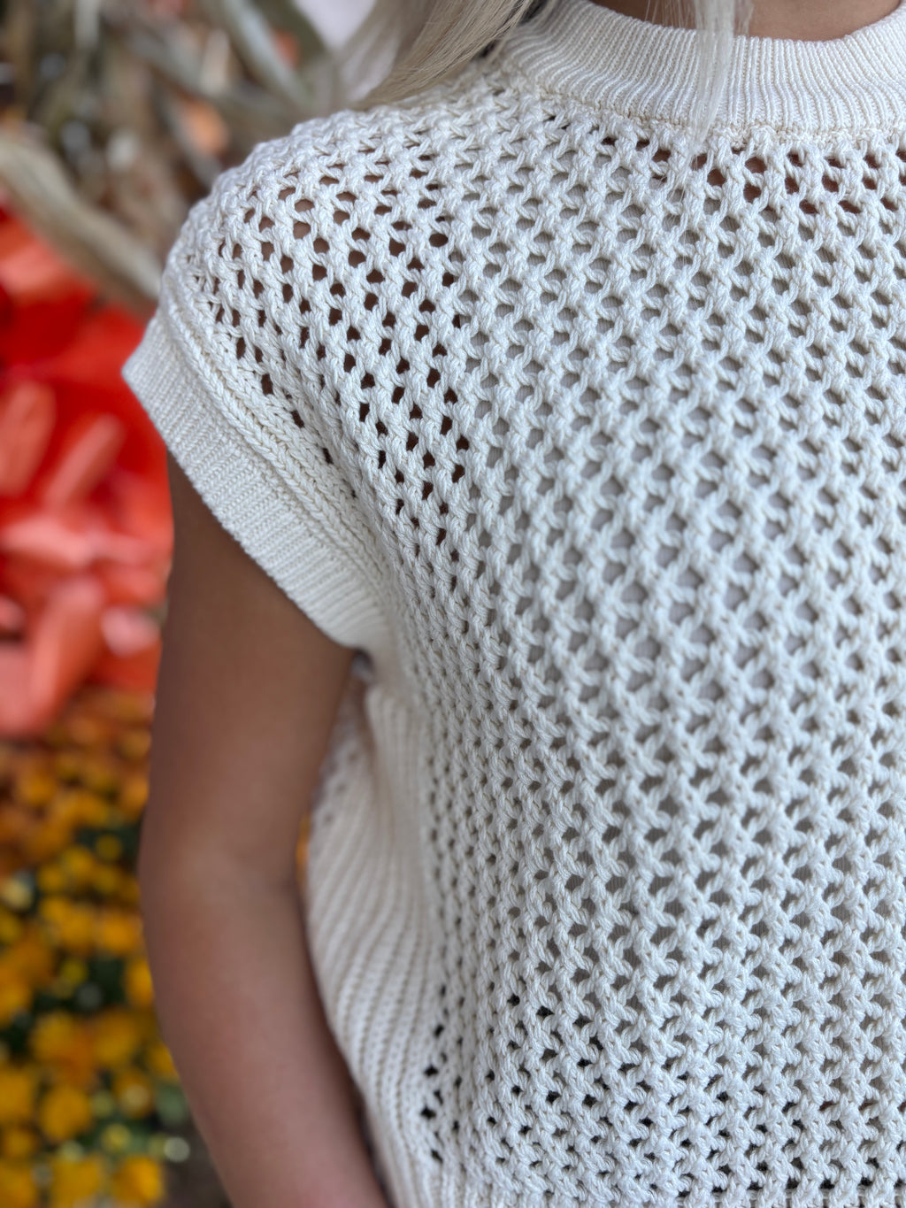 CREAM CROCHET KNITTED TOP