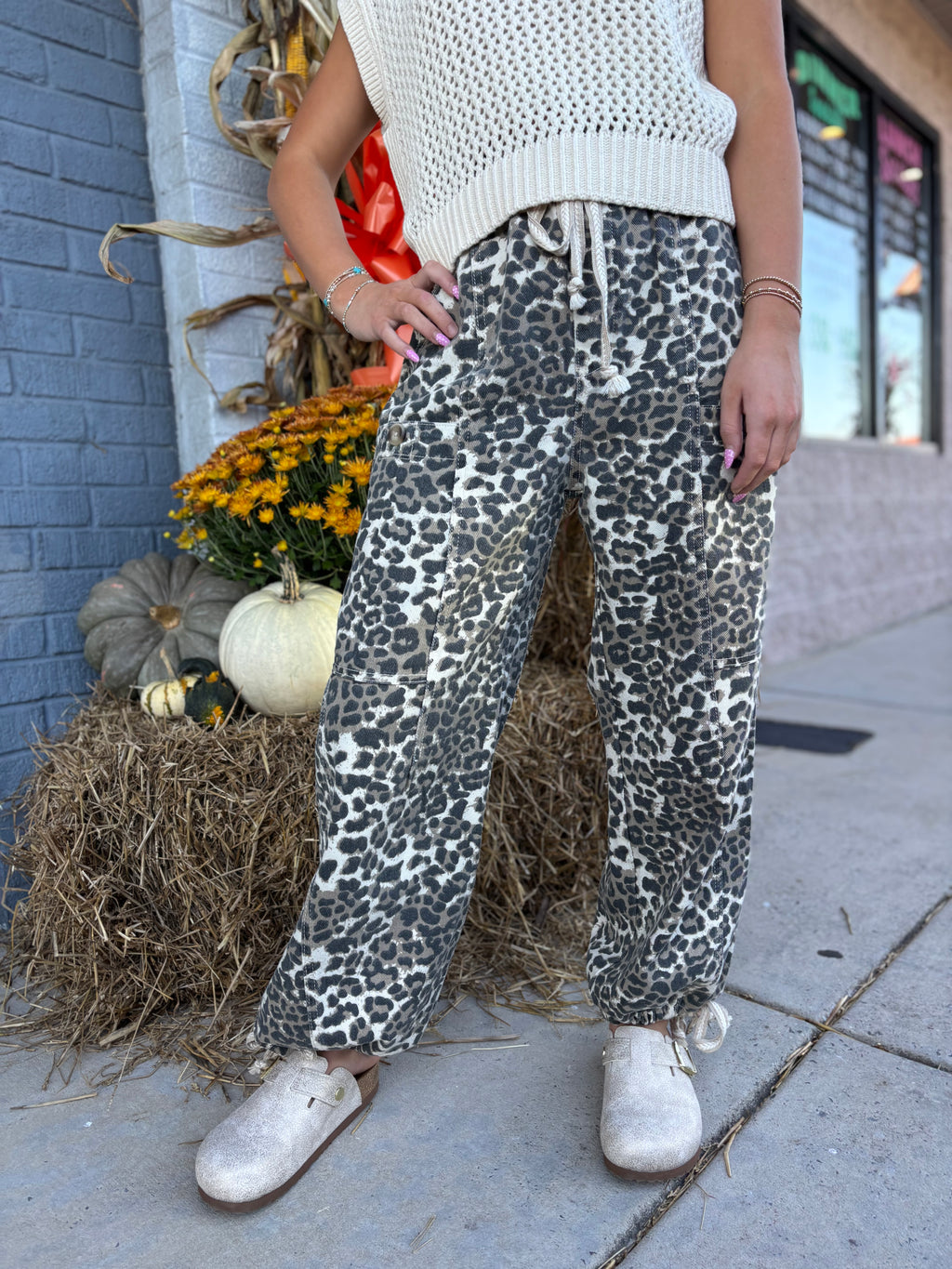 LEOPARD PRINT PULL ON PANTS