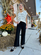 VERVET BLACK HIGH RISE CROP WIDE LEG JEANS