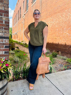 KHAKI LADIES WOVEN TOP