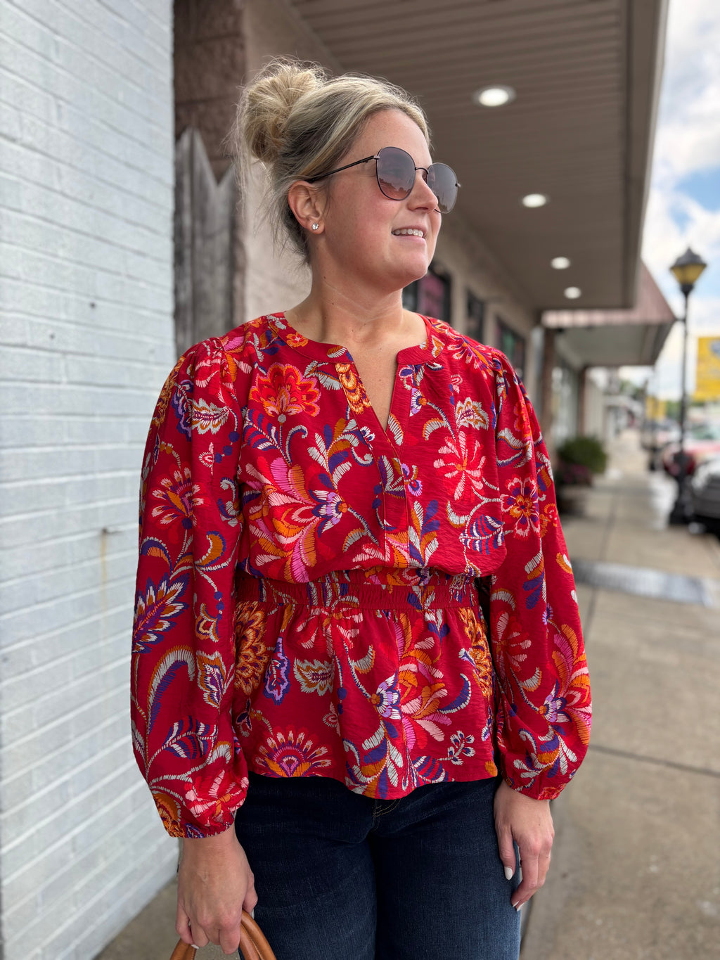 Floral Printed Peplum Style Blouse