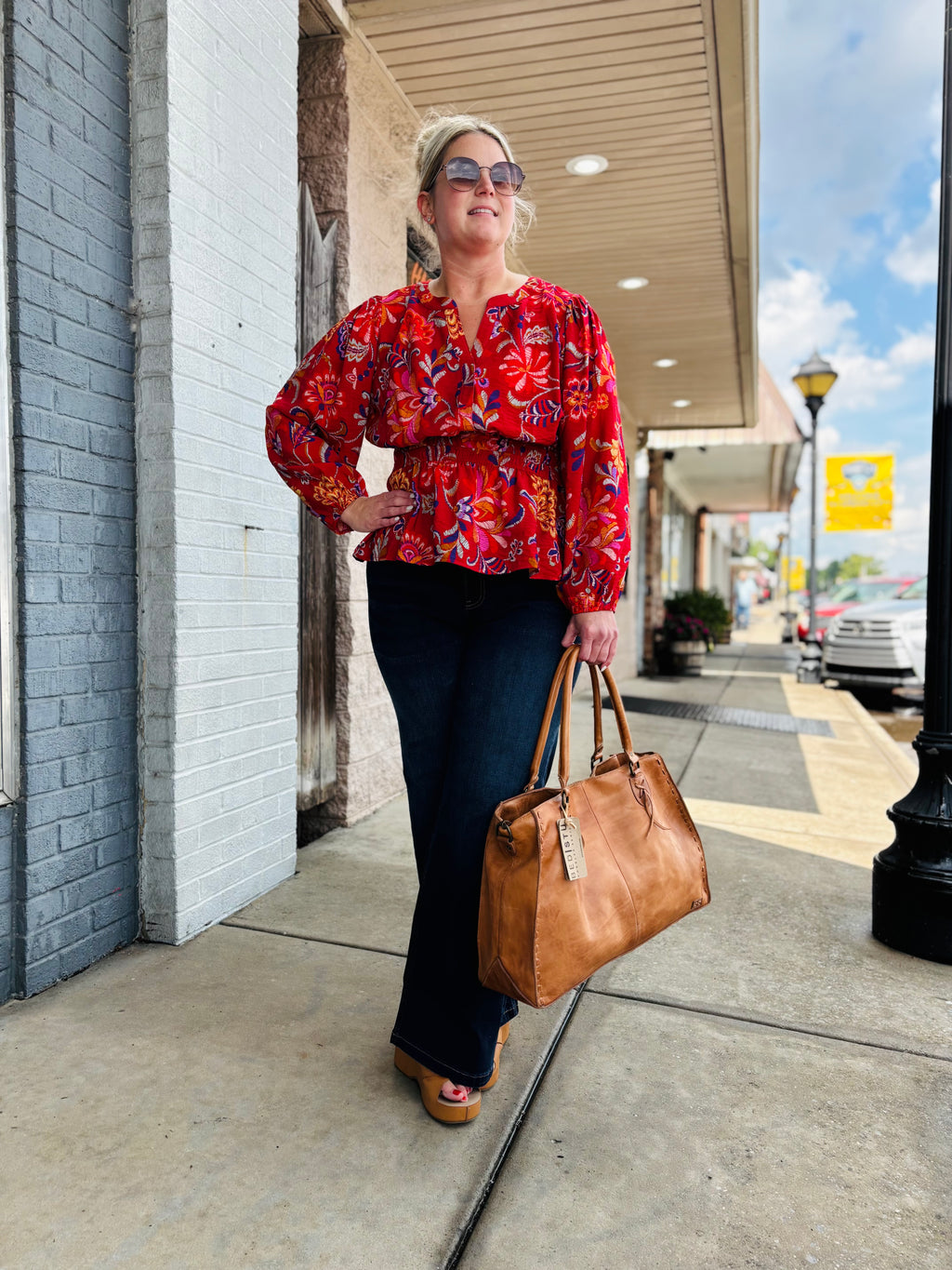 Floral Printed Peplum Style Blouse