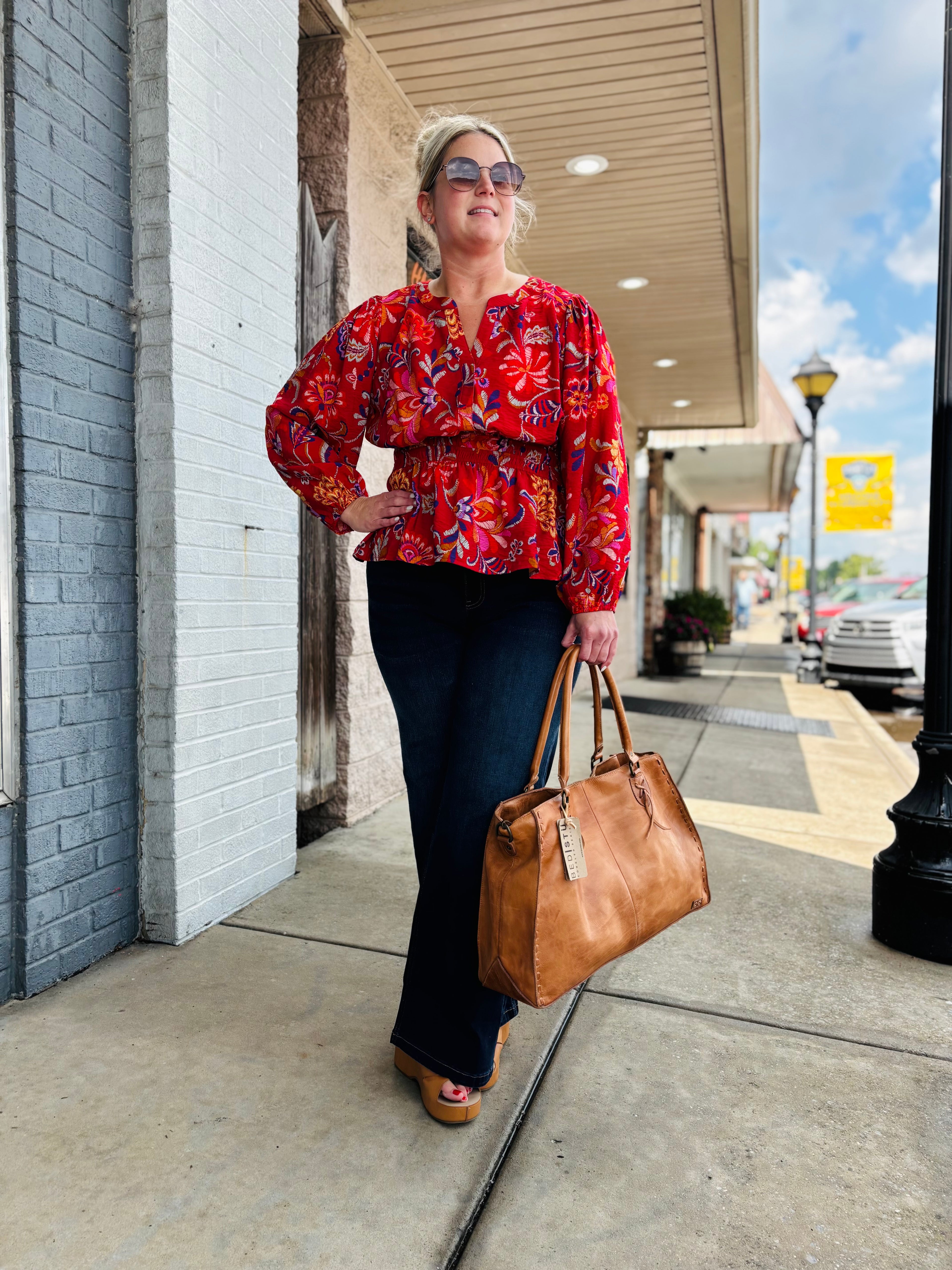 Floral Printed Peplum Style Blouse