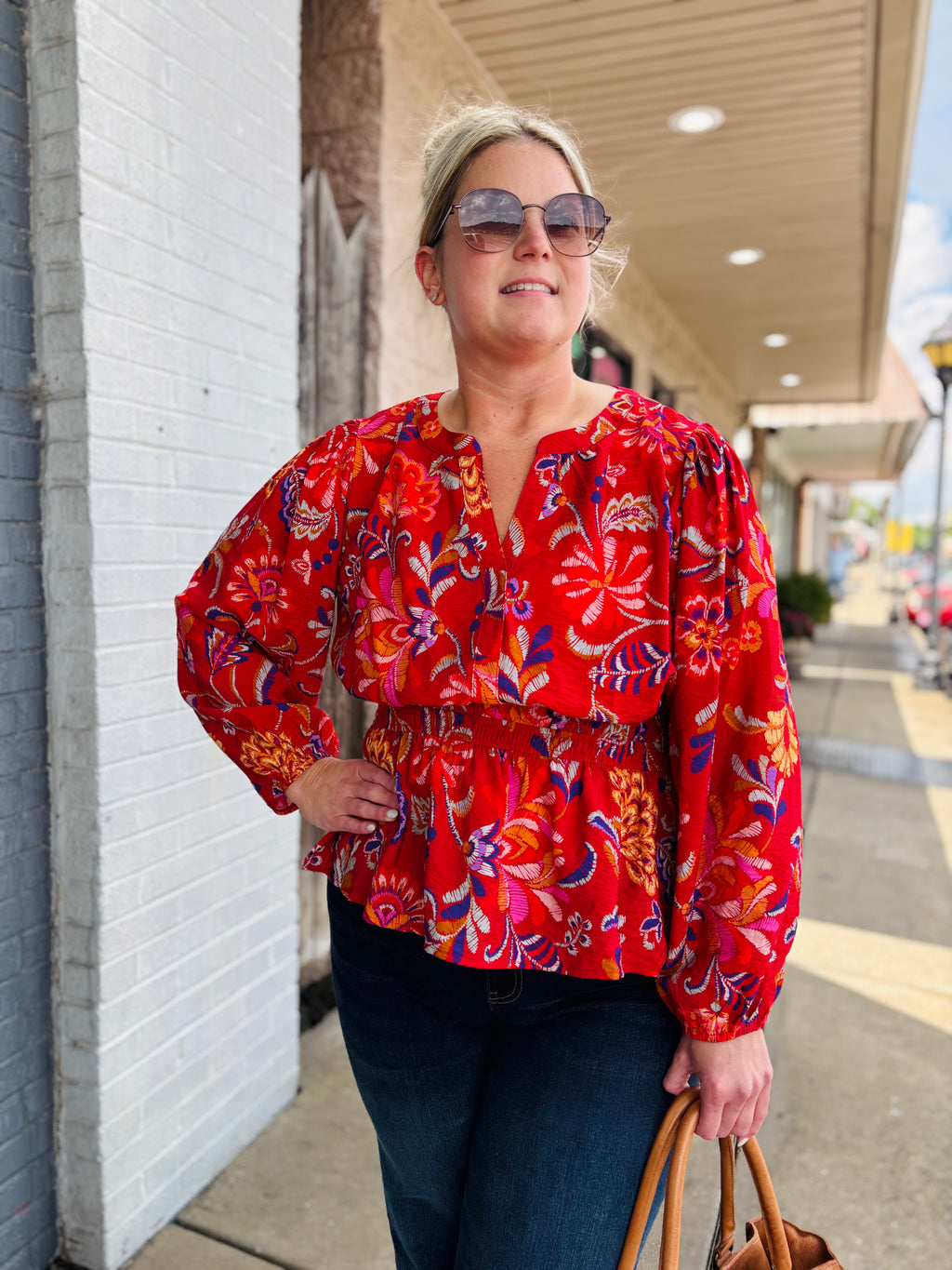 Floral Printed Peplum Style Blouse