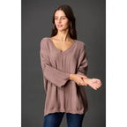 Oversized V Neck Knit Top