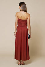BRICK Strapless Ruched Maxi Dress