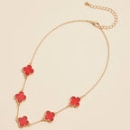 Gold Chain Necklace with Shell Inlay Charms: Black / One / 4SN11001