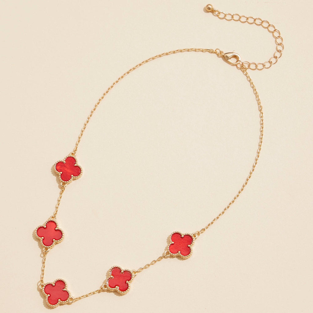Gold Chain Necklace with Shell Inlay Charms: Pink / One / 4SN11001