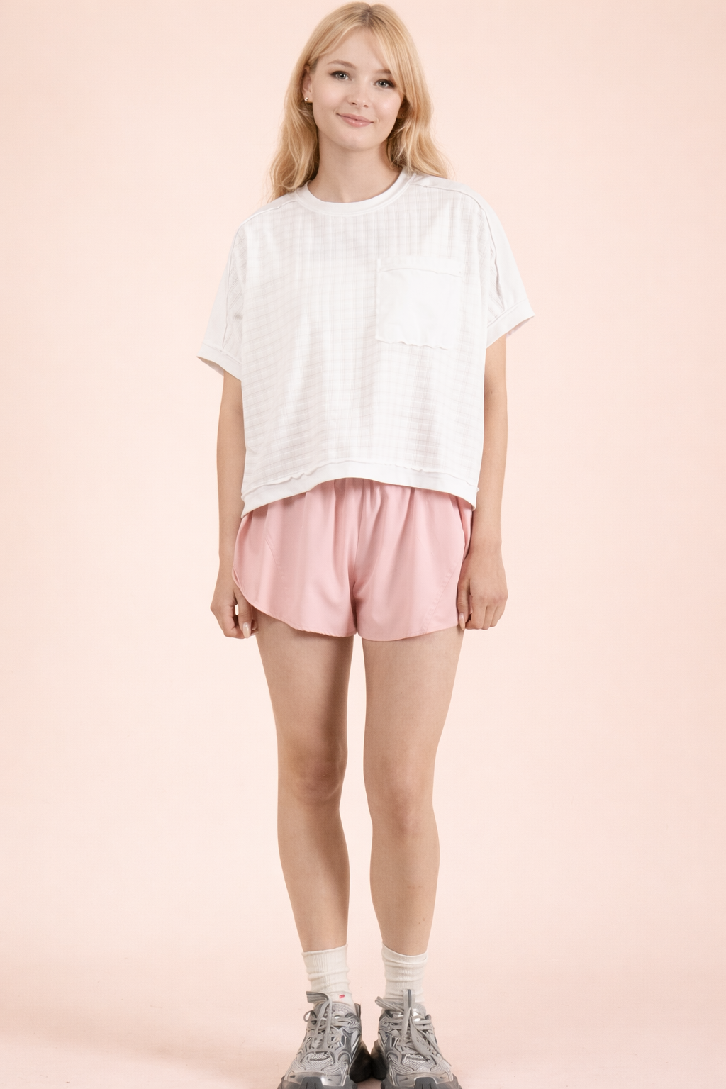 White Dolman Sleeve Textured Knit Casual Top