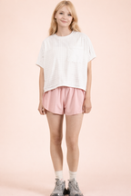 White Dolman Sleeve Textured Knit Casual Top