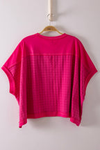 Fuchsia Dolman Sleeve Textured Knit Casual Top