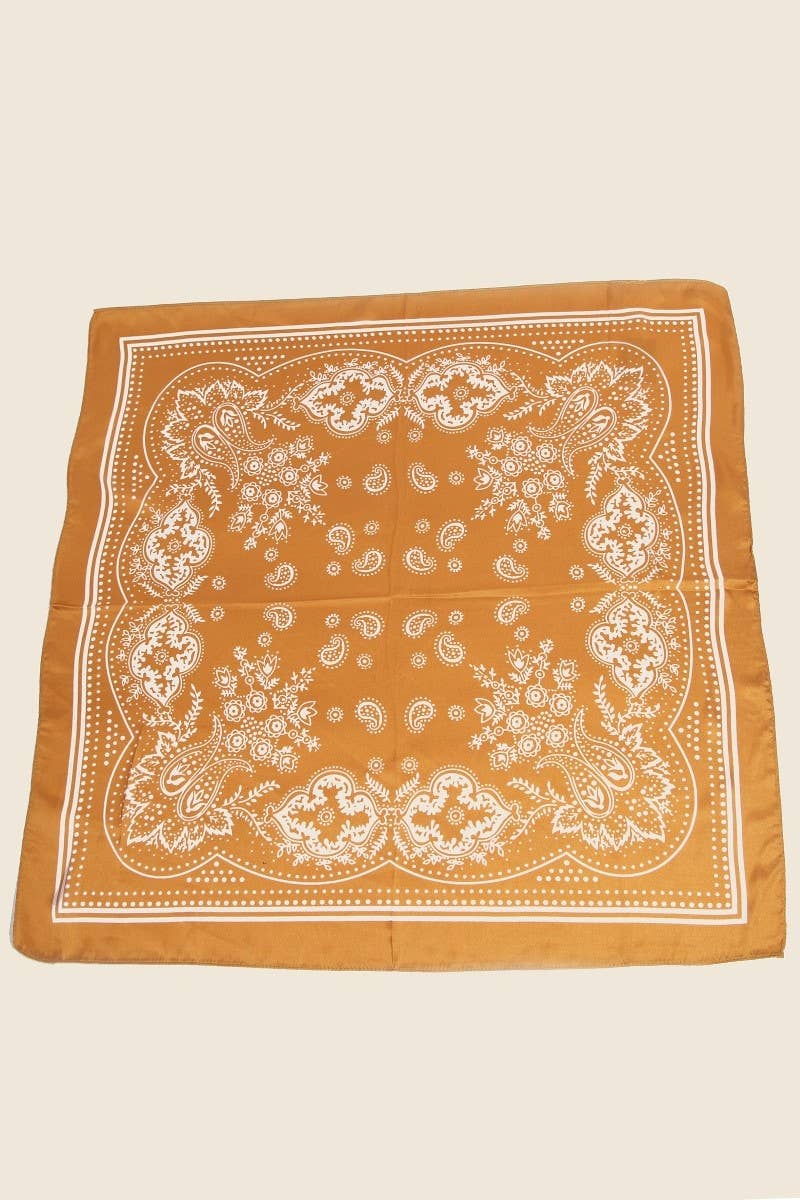 Mustard Light Paisley Design Square Bandana Scarf