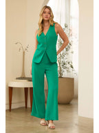 Kelly Green Recycled Polyester High-Waisted Trousers