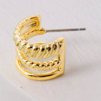 Gold Wide Layered Mini Hoop Earrings