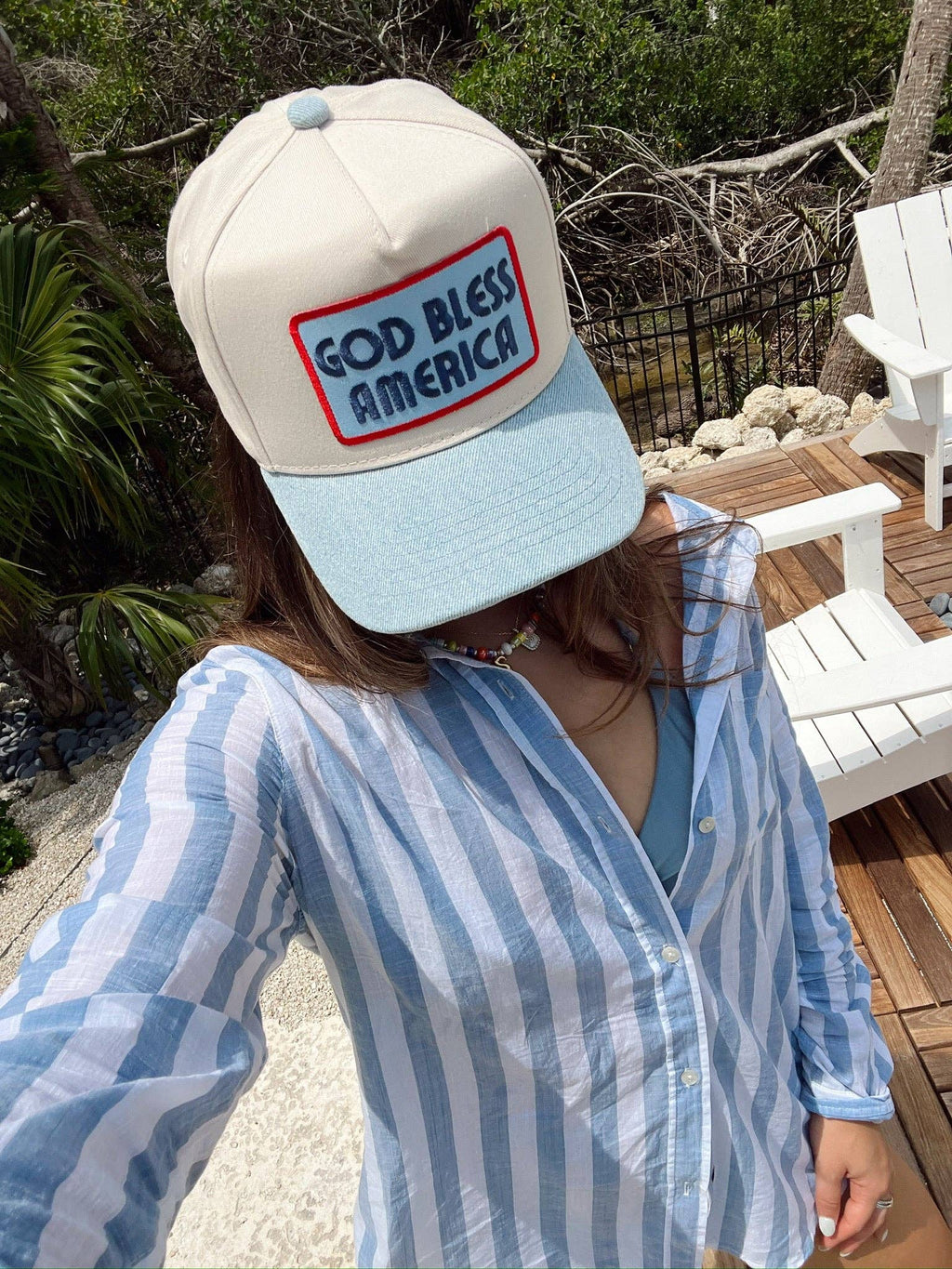 God Bless America - Vintage Trucker Hat: Denim