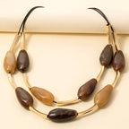 Large Stone Layered Resin Necklace: BR